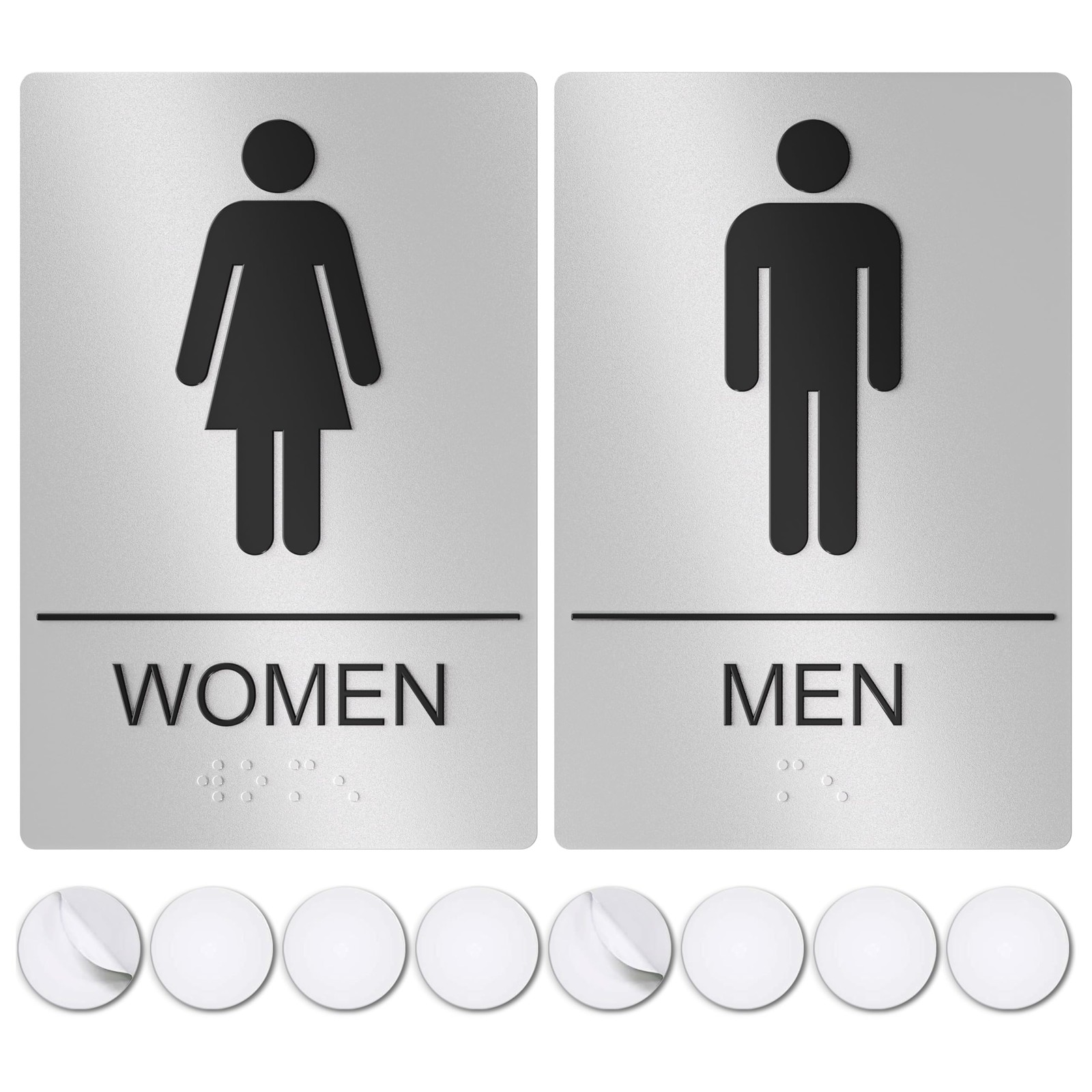Unisex Bathroom Signs, Restroom Sign For Business – Men 9&Prime;L x 6&Prime;W, Silver