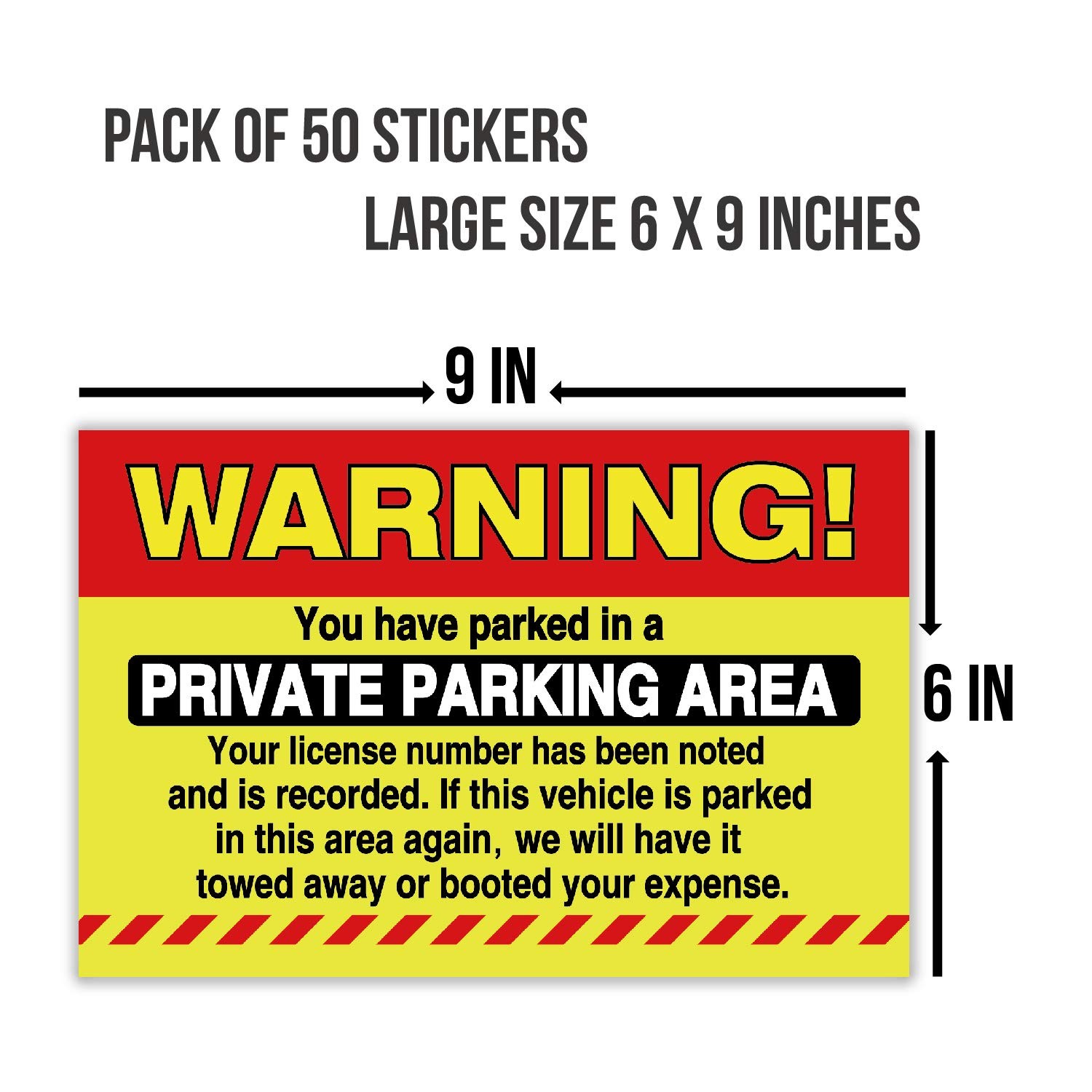 50 Private Parking Stickers, You Have Parked In A Large, Clear