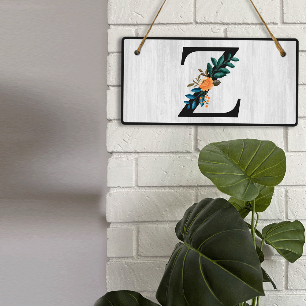Z Flower Decor 5×10 Hanging Wall or Door Sign | Alphabet Letter Room Decoration