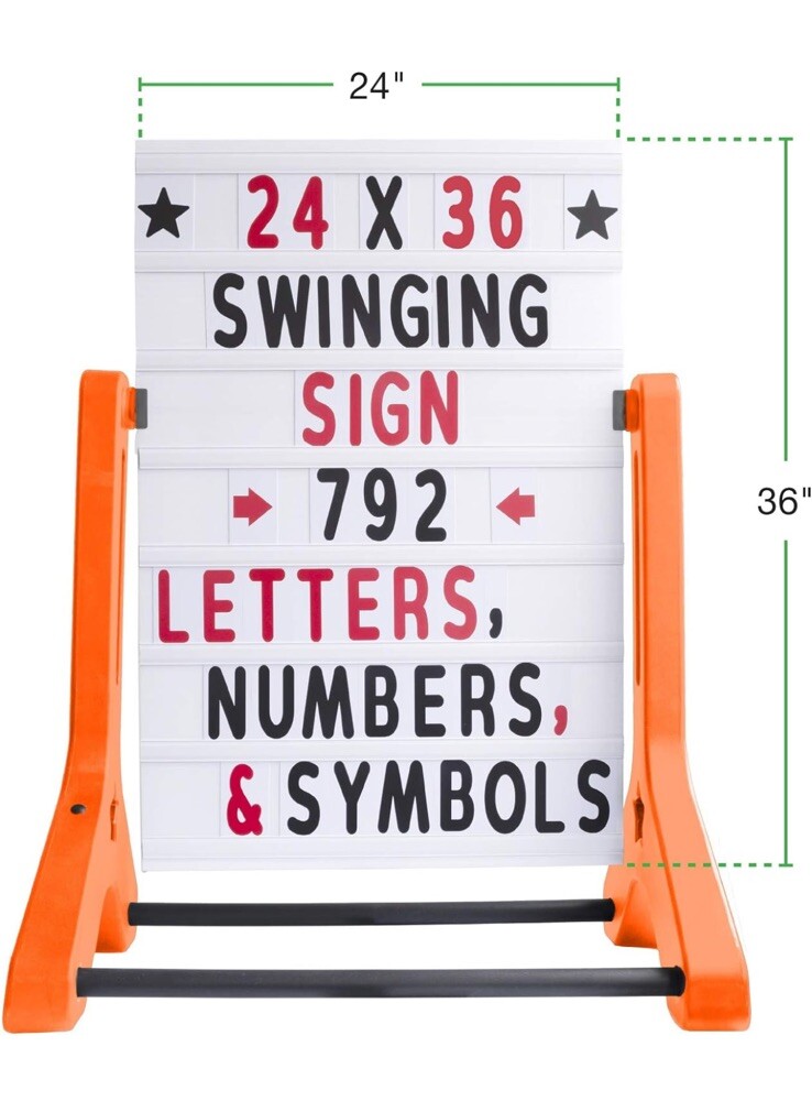 EXCELLO GLOBAL PRODUCTS Swinging Changeable Message Sidewalk Sign: 24&Prime; X 36&Prime; wit