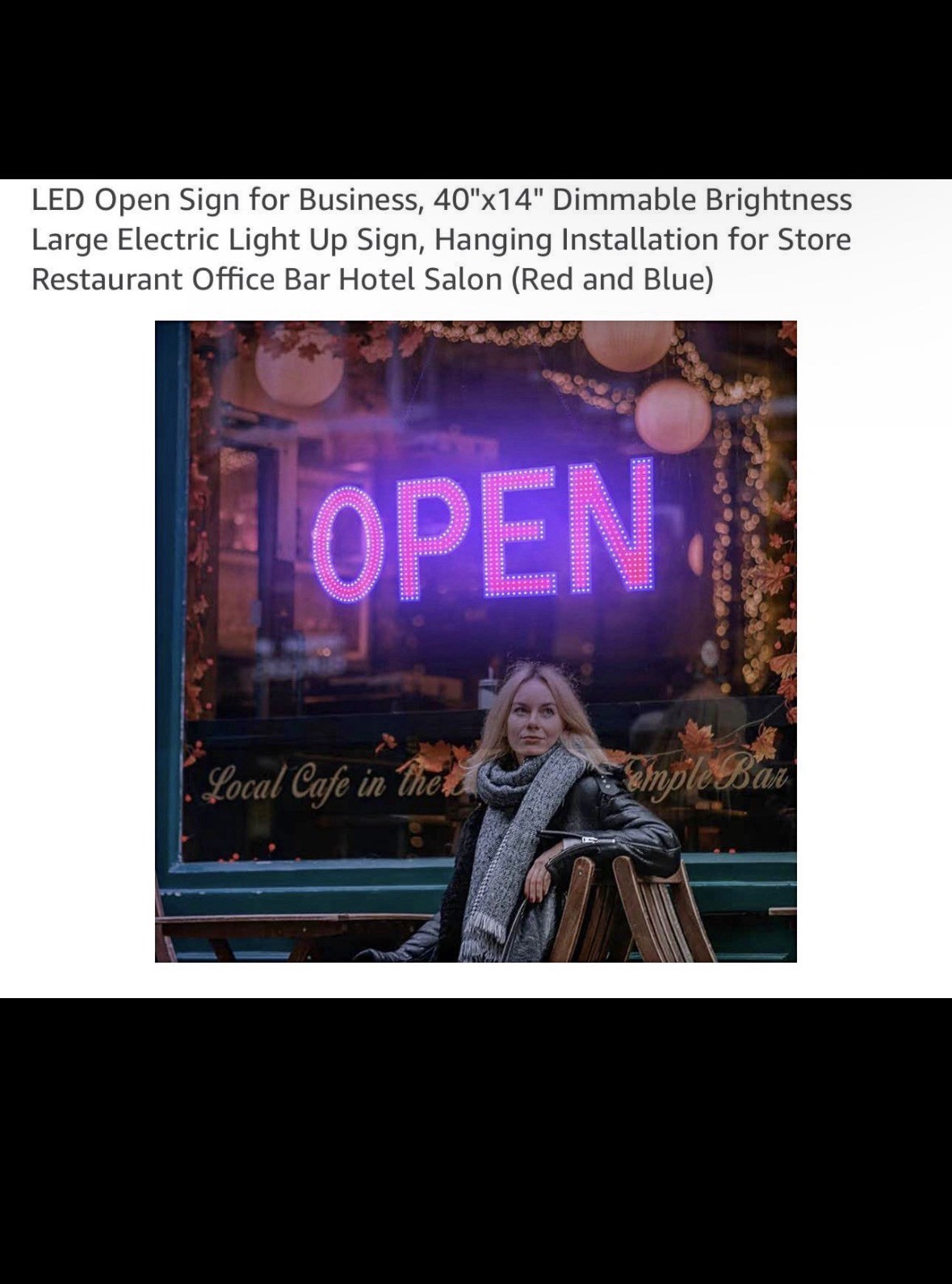 LED Open Sign for Business, 40&Prime;X14&Prime; Dimmable Brightness Large Electric Light up