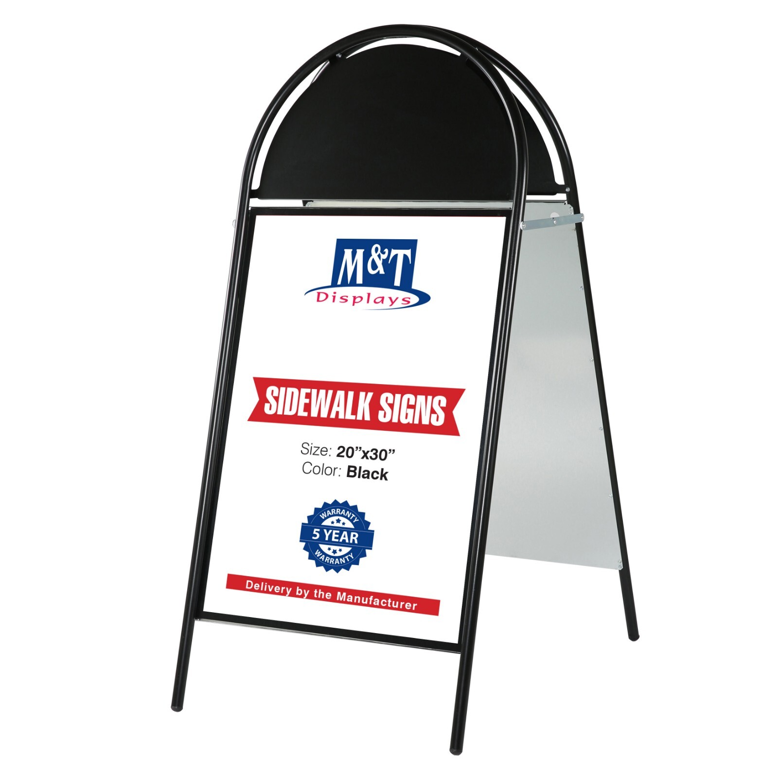 Sandwich Board Sidewalk A-Frame Double Sided Galvanized Backing 20×30 Black