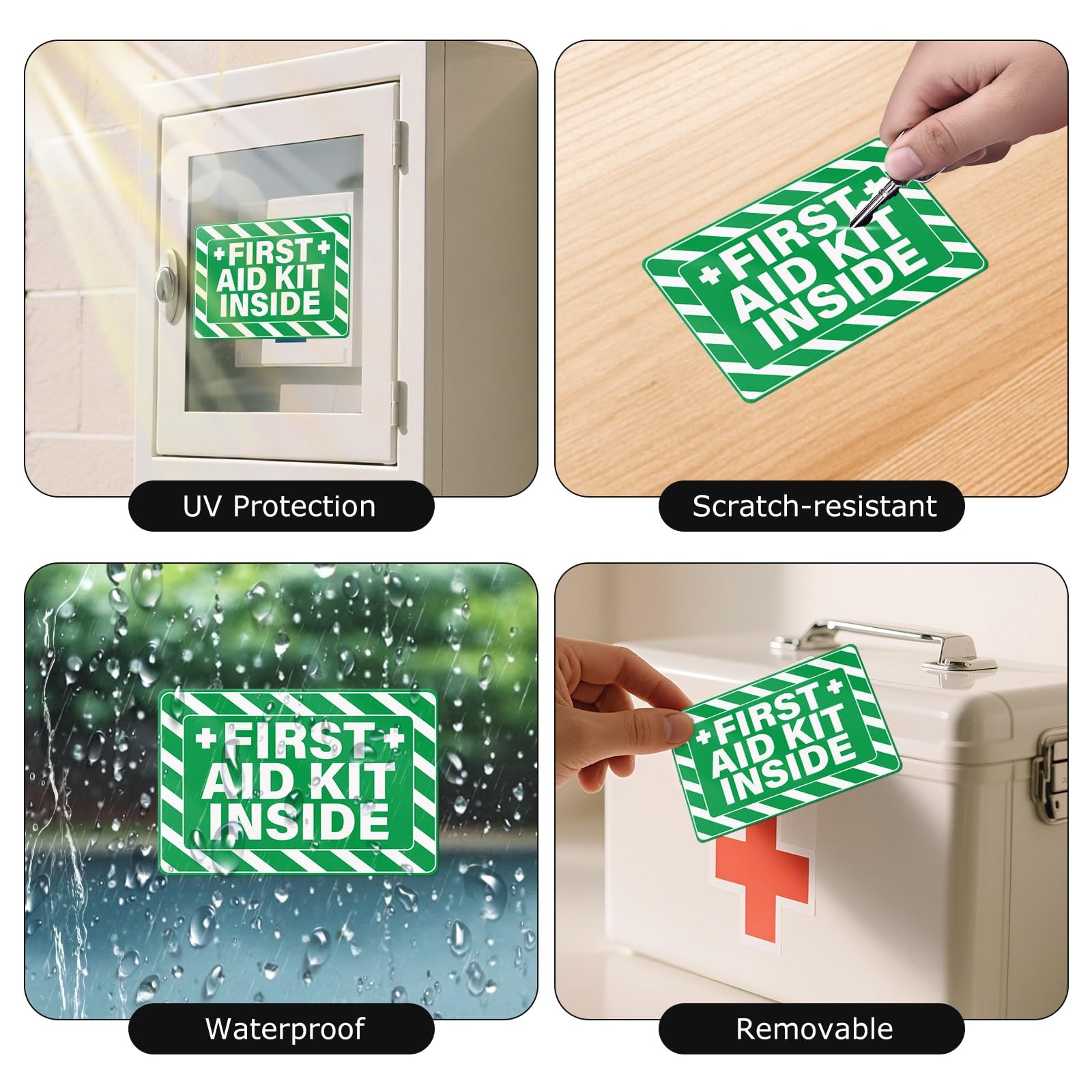 10 PCS First Aid Kit Inside Stickers 6 × 4 Inches Vinyl Emergency Medical Sig…