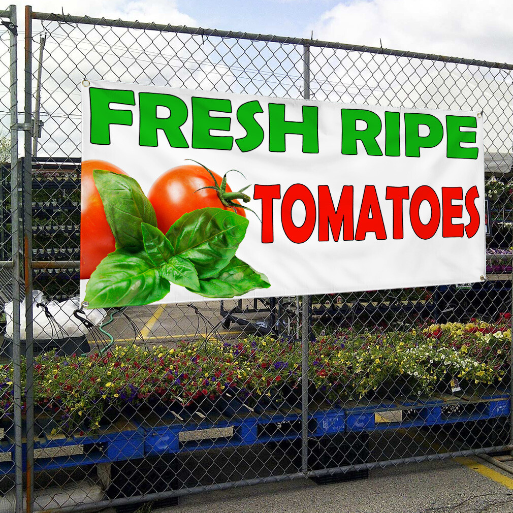 Vinyl Banner Multiple Sizes Fresh Ripe Tomatoes Business Farmers Market Outdoor