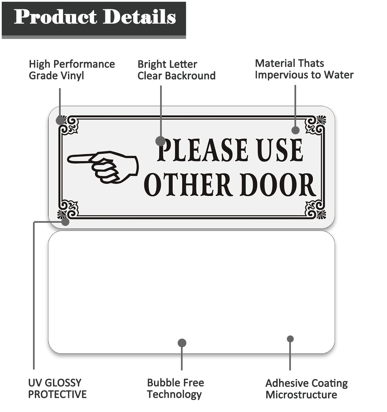 Please Use Other Door Sign with Adhesive Tape – 1 Sets 11&Prime;x5&Prime;inches silver wi…