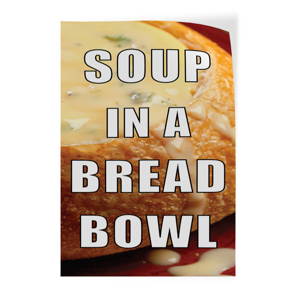 Door Decals Vertical Vinyl Stickers Multiple Sizes Soup in A Bread Bowl Vinyl