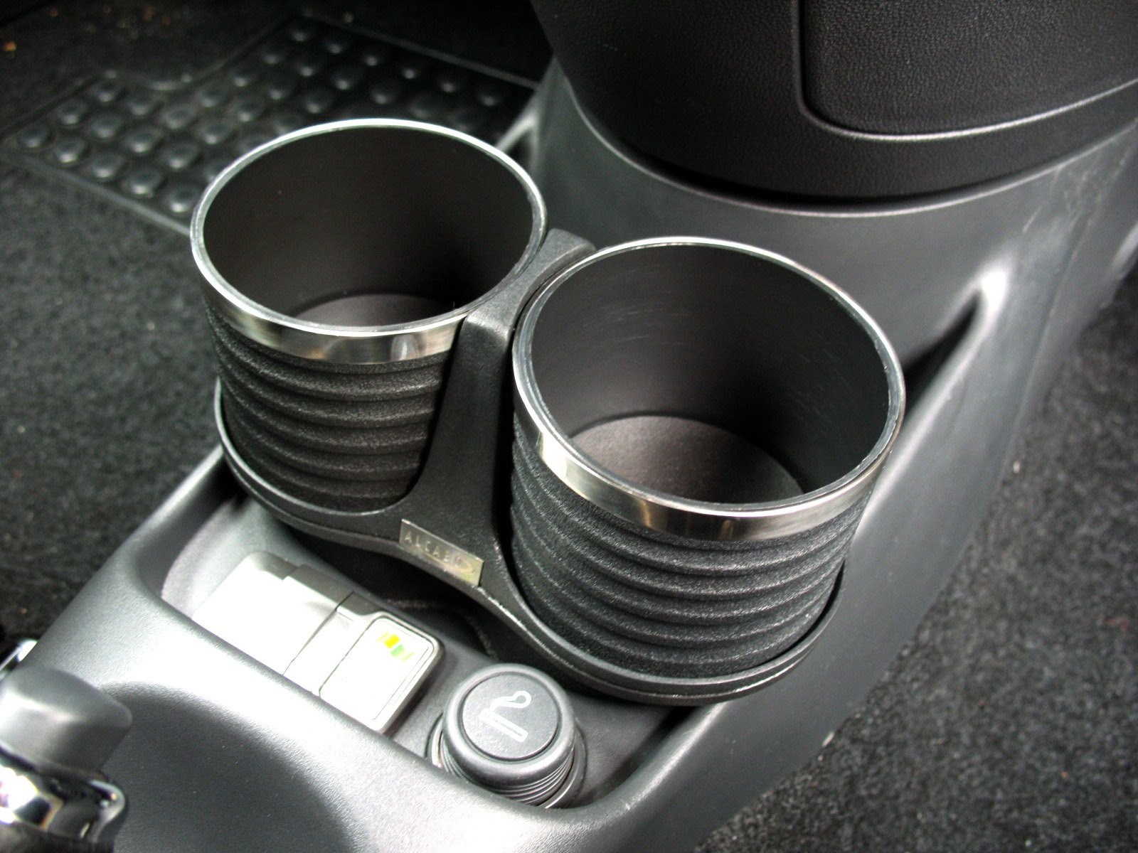 ALCABO Drink Holder, Black with Ring and Cup, for FIAT 500, Right-Hand/Left-Hand
