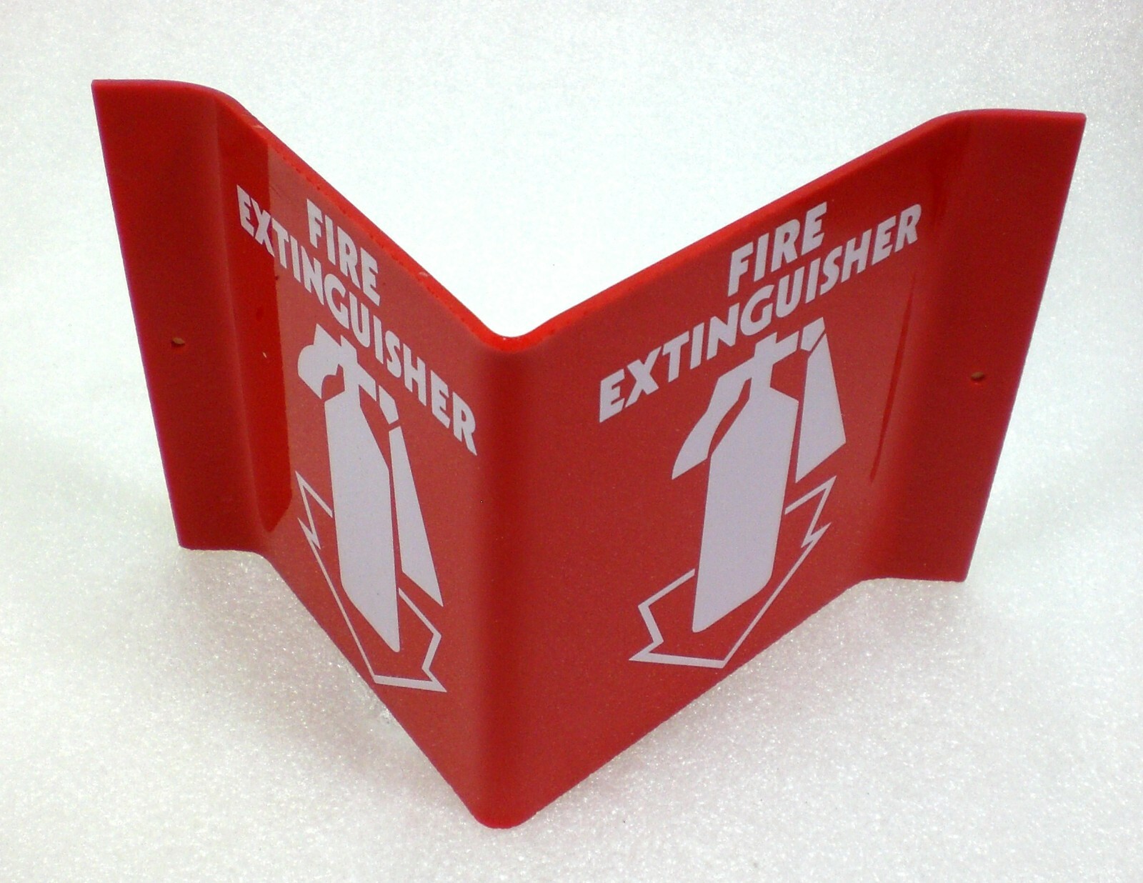 Fire Extinguisher Projection Wall Sign With Arrow, 6&Prime; X 5&Prime;, Red & White