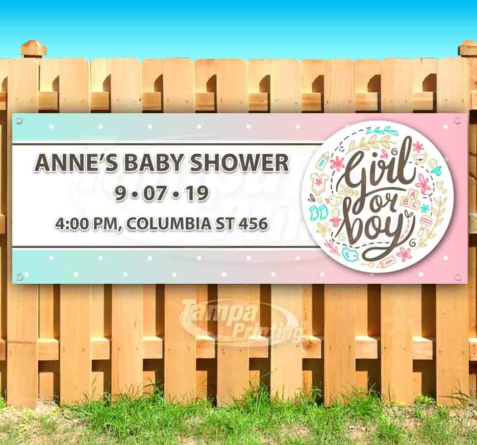 CUSTOM BABY SHOWER ANNOUNCEMENT Advertising Vinyl Banner Flag Sign MANY SIZES