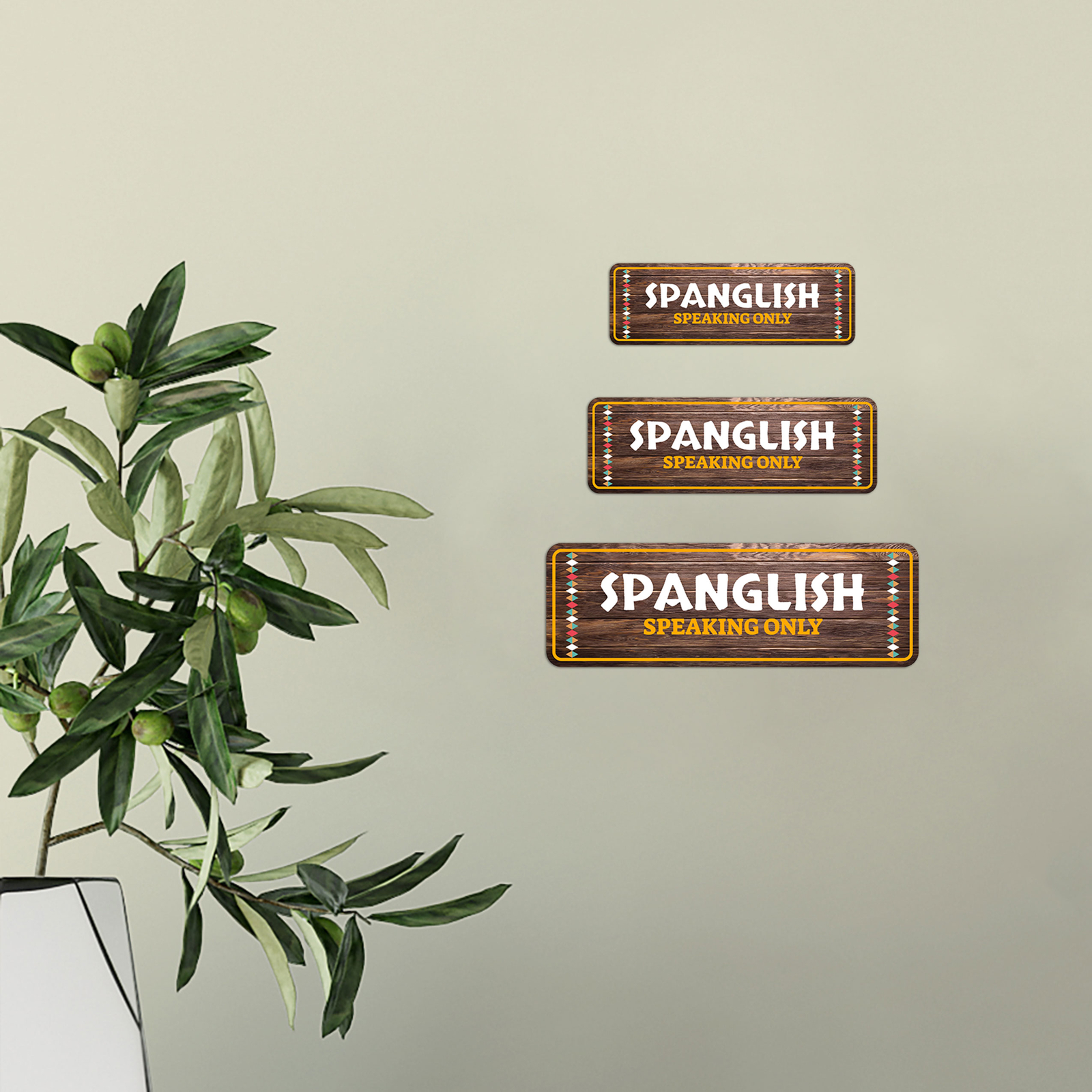 Standard Plus Spanglish Speaking Only Door or Wall Sign | Funny Spanish Signs