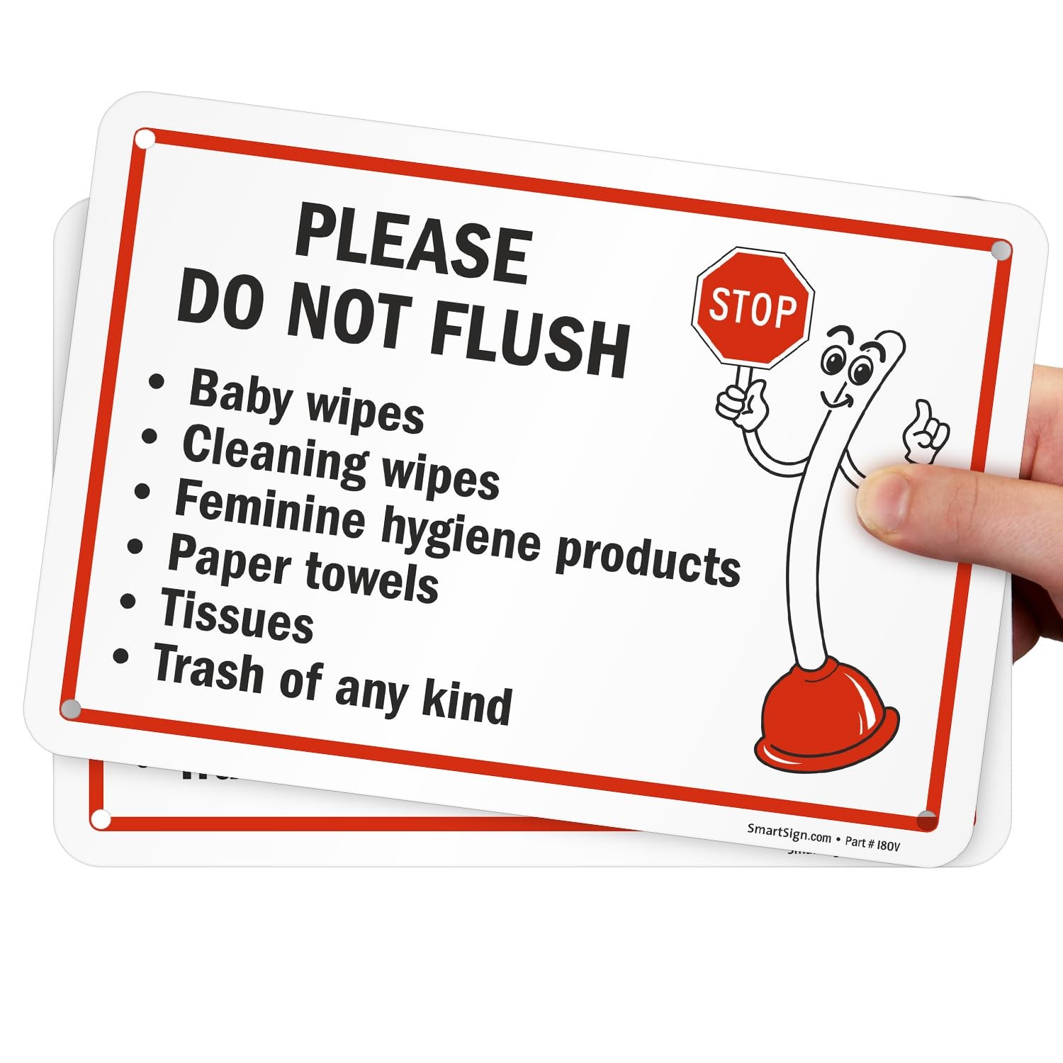 2 PCS 7×10 Inch Please Do Not Flush Bathroom Sign 55 mil HDPE Plastic USA Made