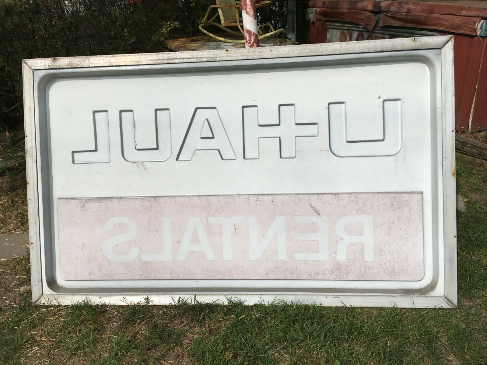 Large U Haul Plastic Sign in Aluminum Frame 73in x 44in