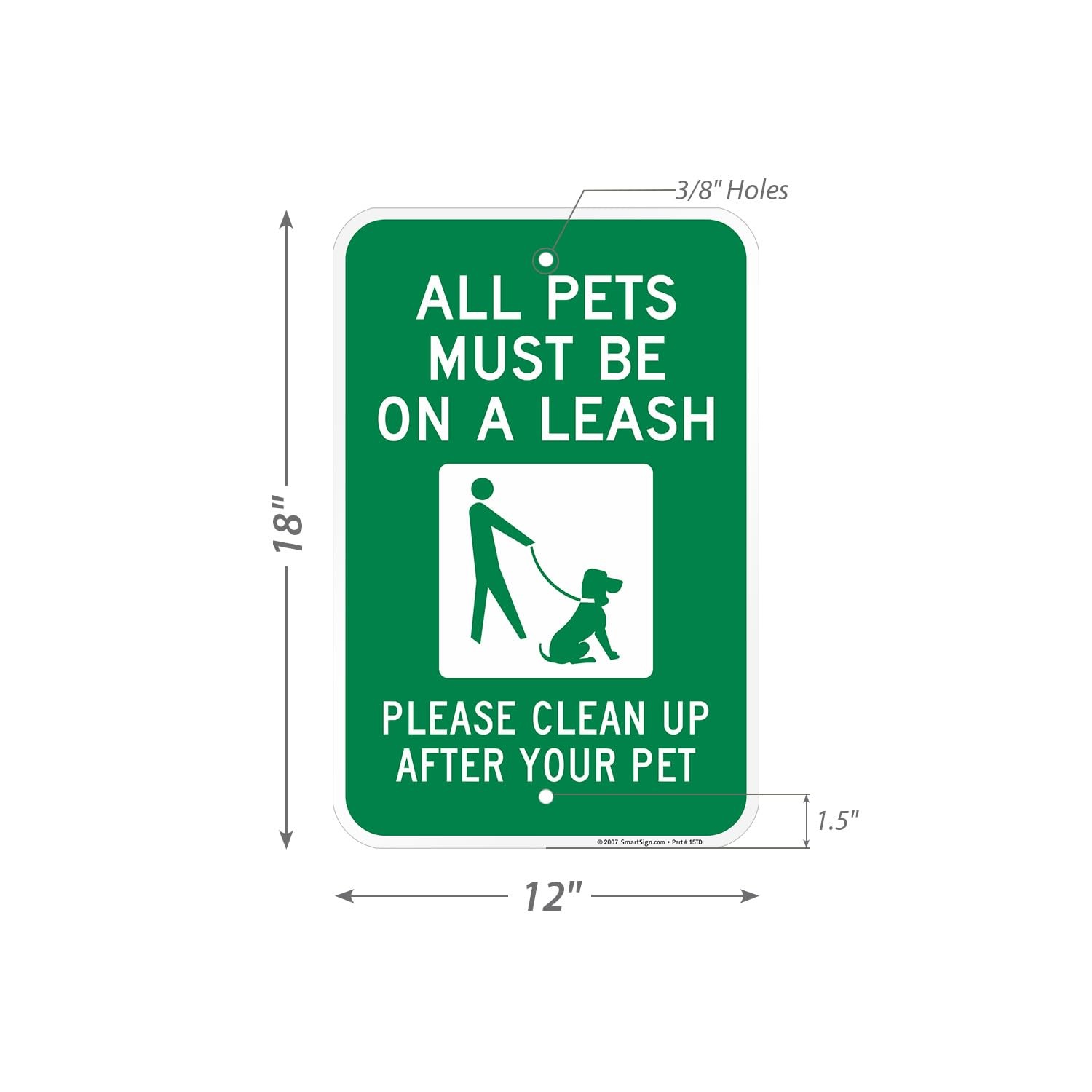 All Pets Must Be On A Leash Aluminum Safety Warning Sign Guard Board 12×18 In