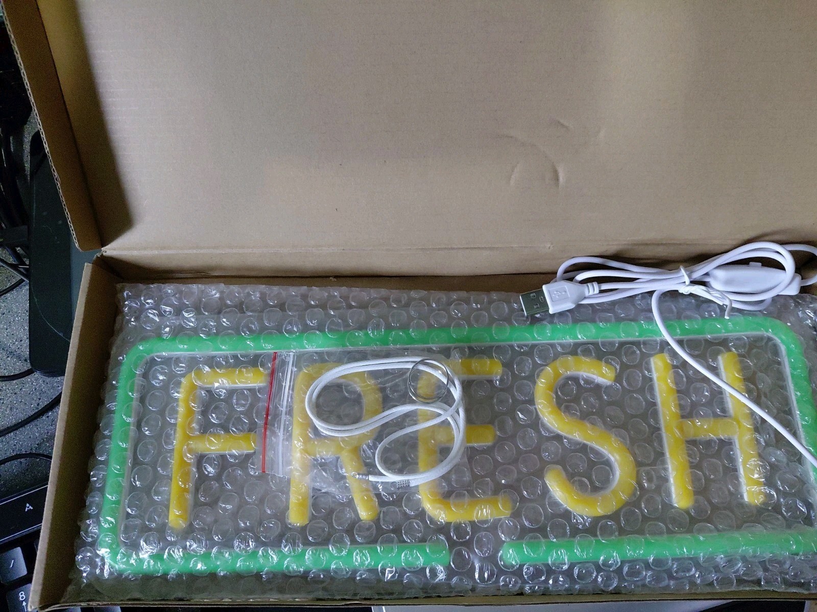 « Fresh » Sign | Neon, LED Light | 14.2&Prime; x 5.6&Prime; Bright!! USB Acrylic