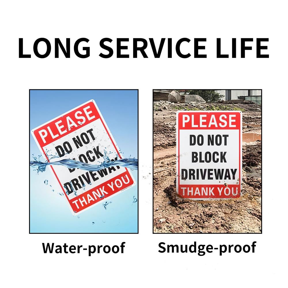 Please Do Not Block Driveway Signs 14×10 Inch Rust Free Aluminum Metal 2 PCS