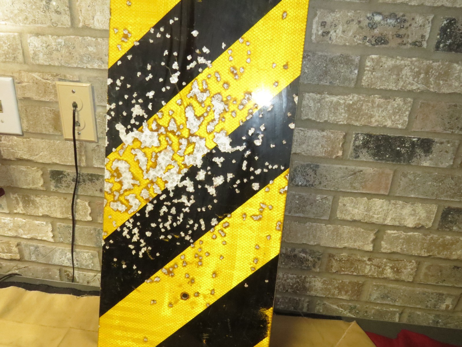 Retired Reflective Highway Left Object Marker Sign 12&Prime;x 36&Prime;, Shotgun Blast