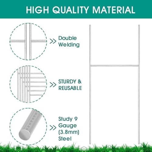 4 Pack Yard Sign Stakes Metal, 17X8 INCH Heavy INCH-4PCS, Silver