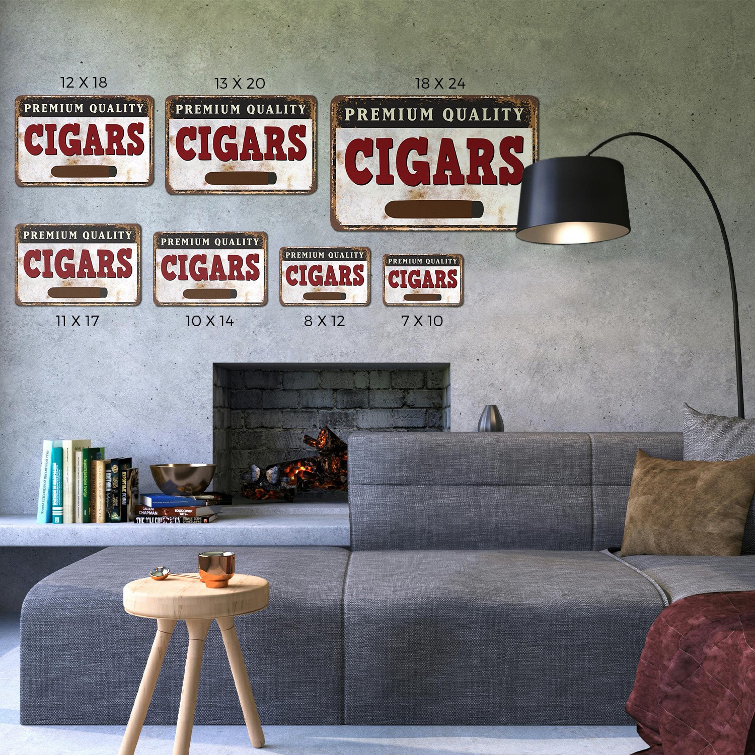 Premium Quality Cigars Sign Hand Rolled Good Times Durable Perfect for Dens
