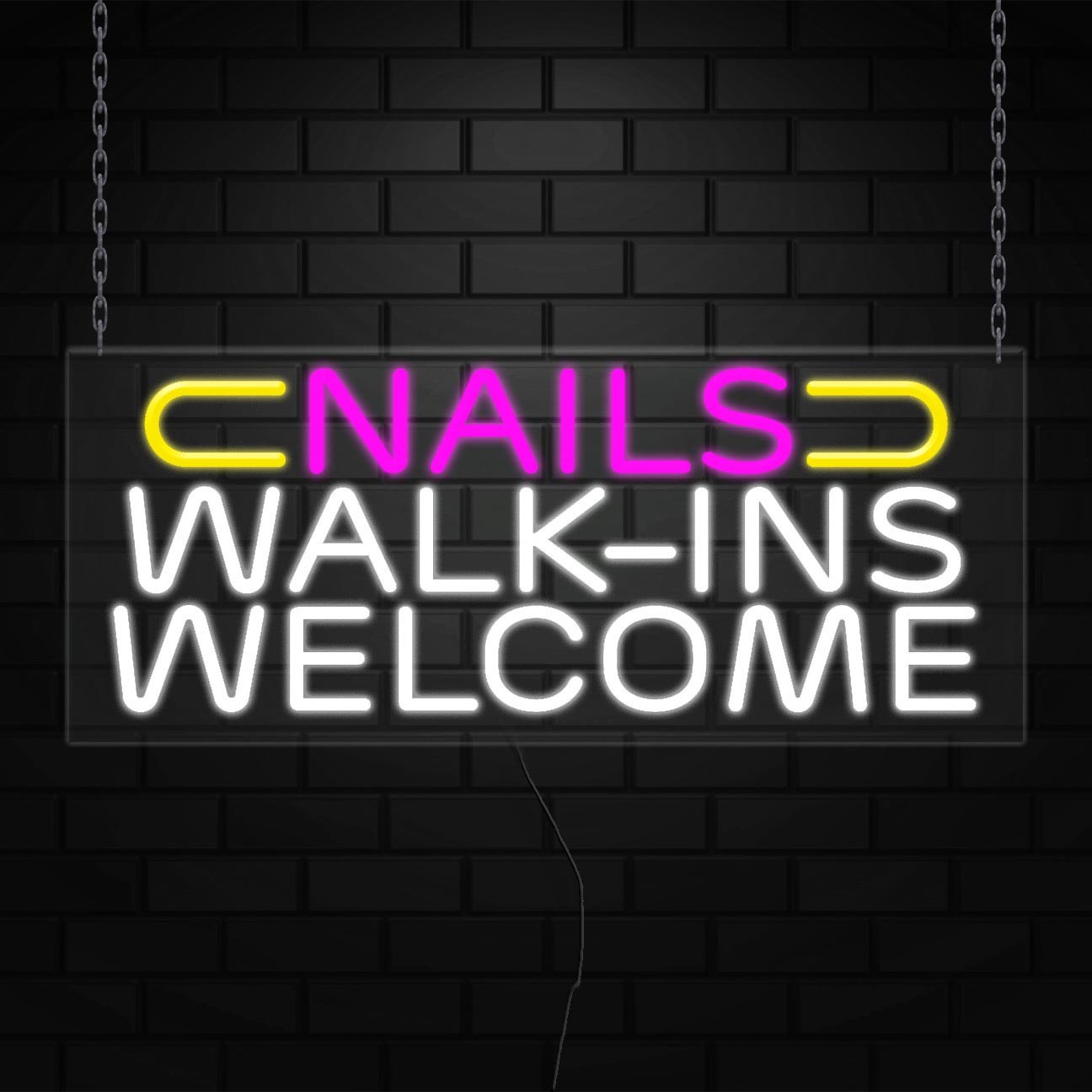 Nails Walk-ins Welcome Sign for Biz Displays | LED Flex Neon | 30&Prime;W x 12&Prime;H x 1&Prime;D