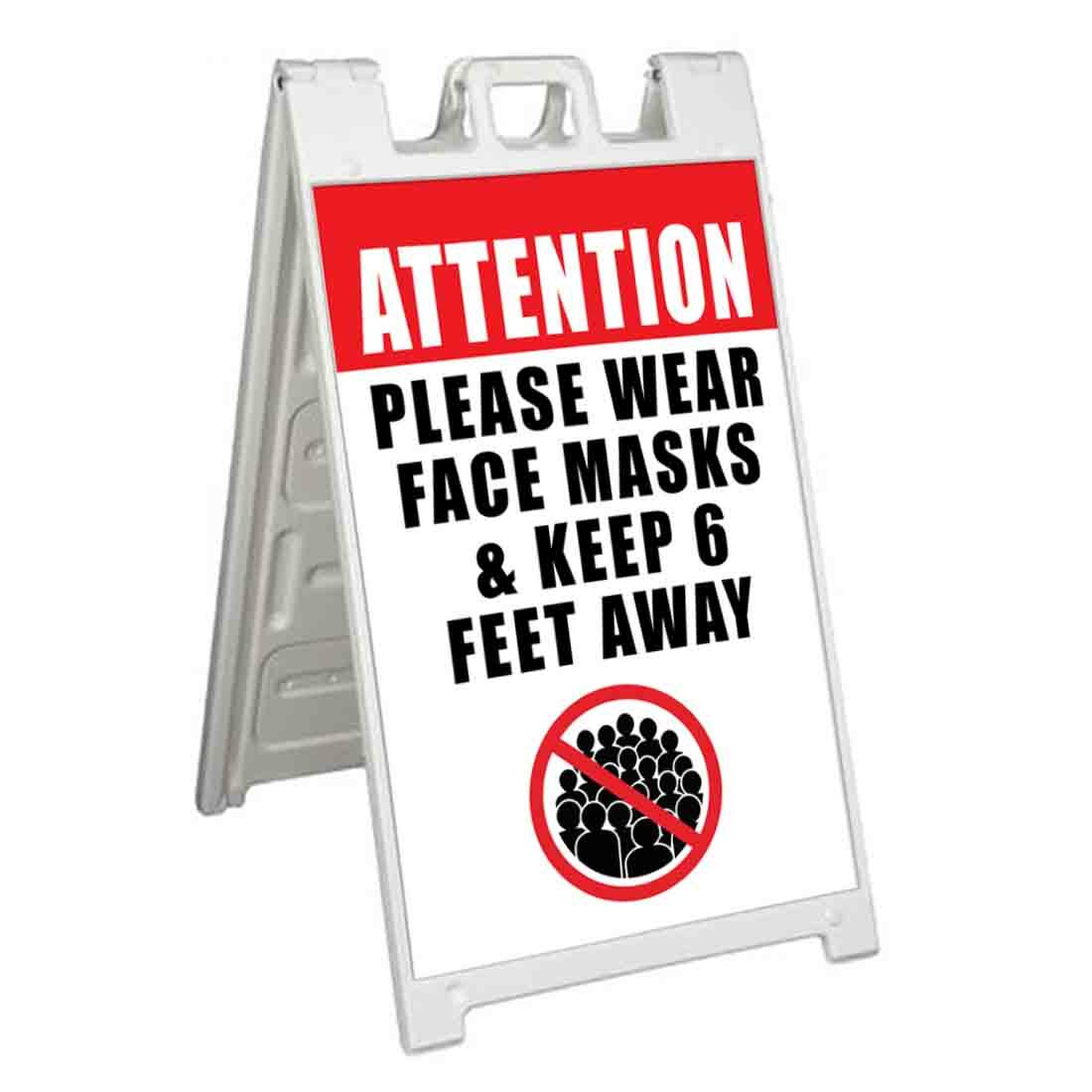 KEEP 6 FEET AWAY Signicade 24×36 Aframe Sidewalk Decal Sign Banner FACEMASK