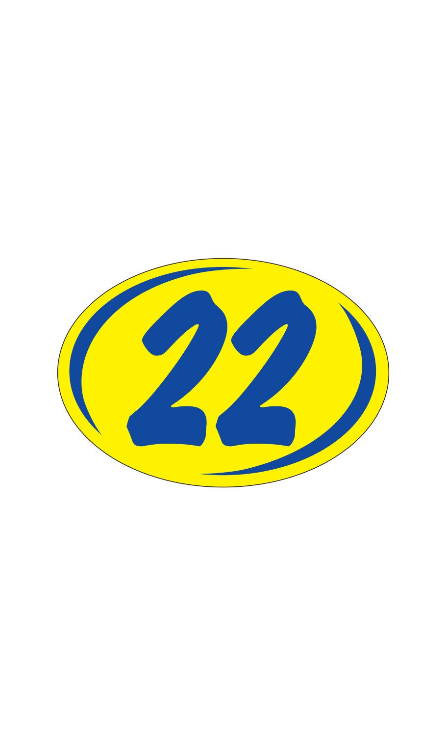 SSWBasics Oval 2-Digit Year Stickers – Blue/Yellow – « 22 » – Pack of 12