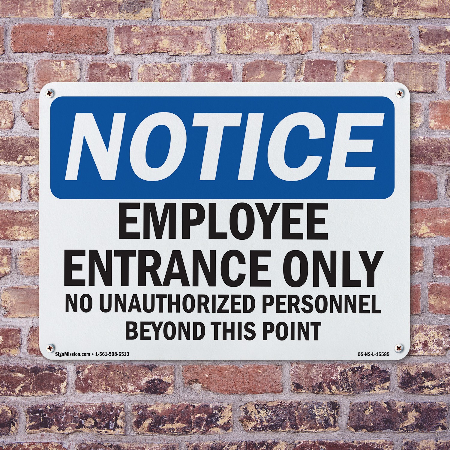 Employee Entrance Only OSHA Notice Sign Metal, Plastic, Or Decal – 5 or 10 Pack
