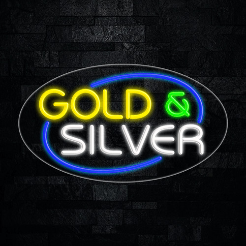 Gold & Silver LED Neon Sign 28&Prime;L x 16&Prime;H #34590