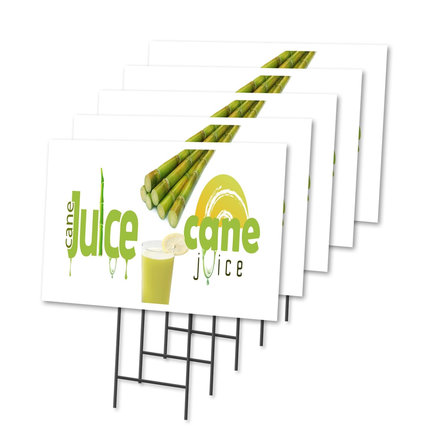 Sugar Cane Juice 5 Pack of 12&Prime; x 16&Prime; Yard Sign & Stake | Advertise Your Busin…