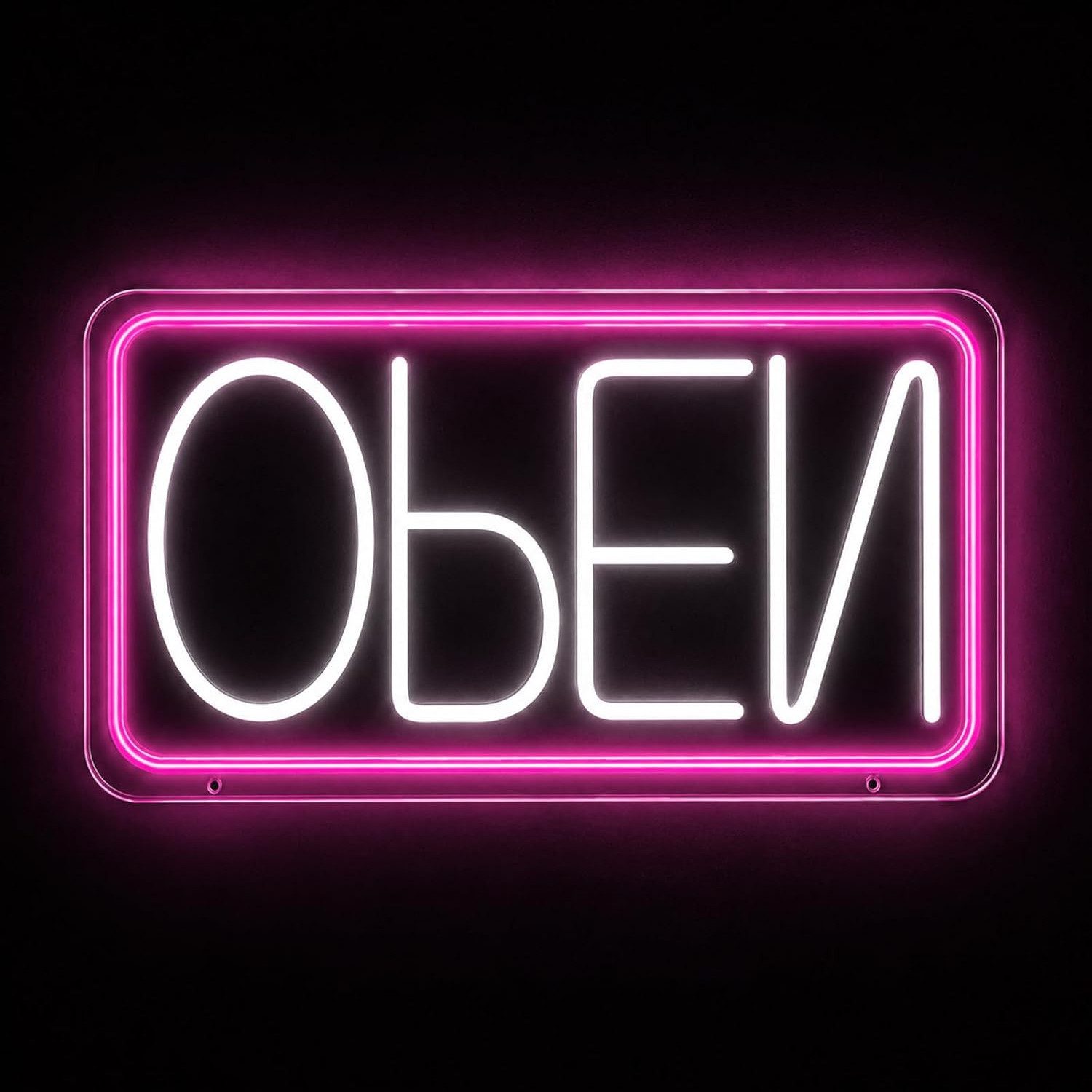 LED Open Sign Neon Light 17&Prime; X 9.3&Prime; for Business Window Rose Red + White