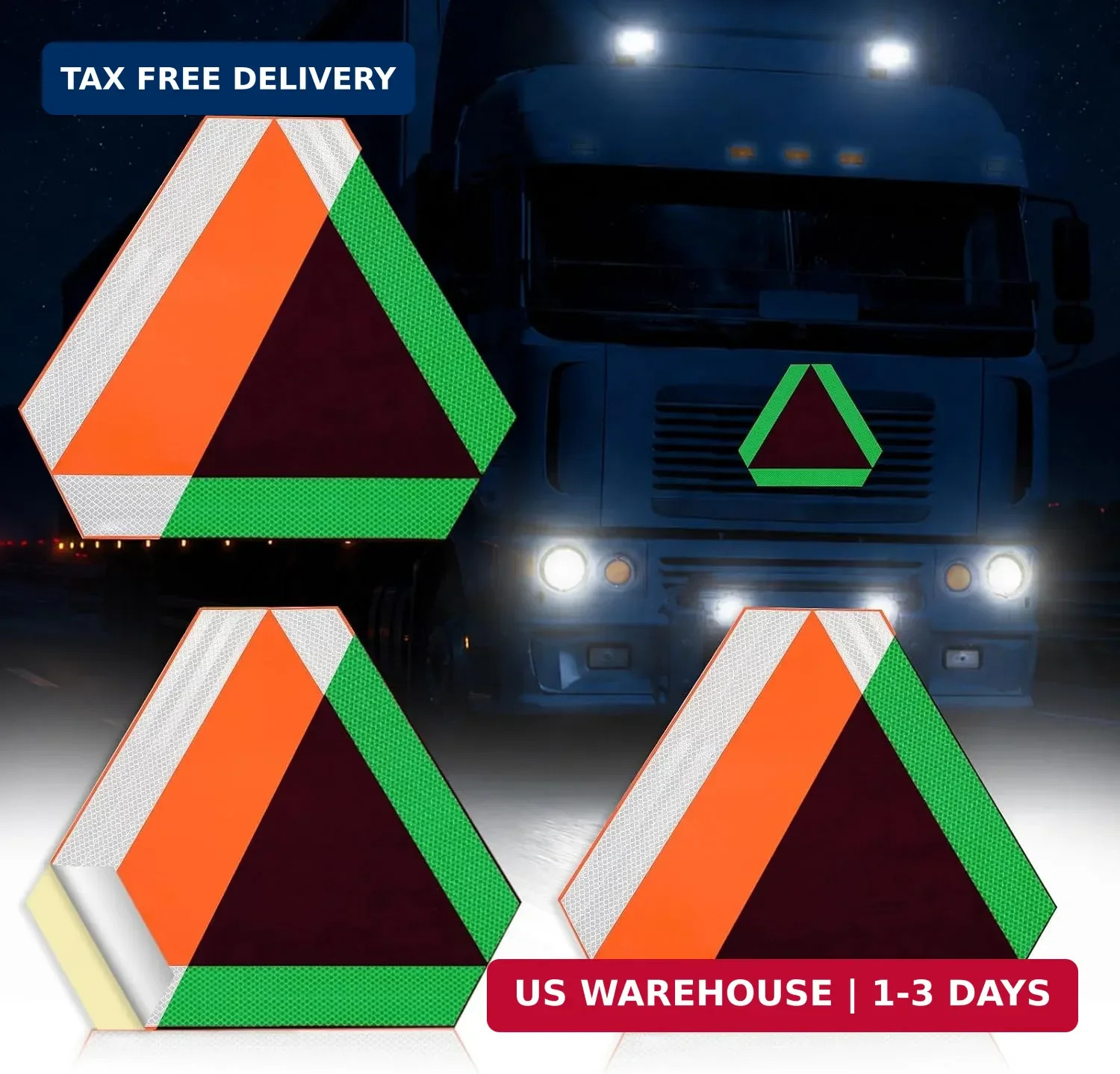 3 Pack 14x16In Glow in The Dark Slow Moving Vehicle Signs Safety Triangle Sign f
