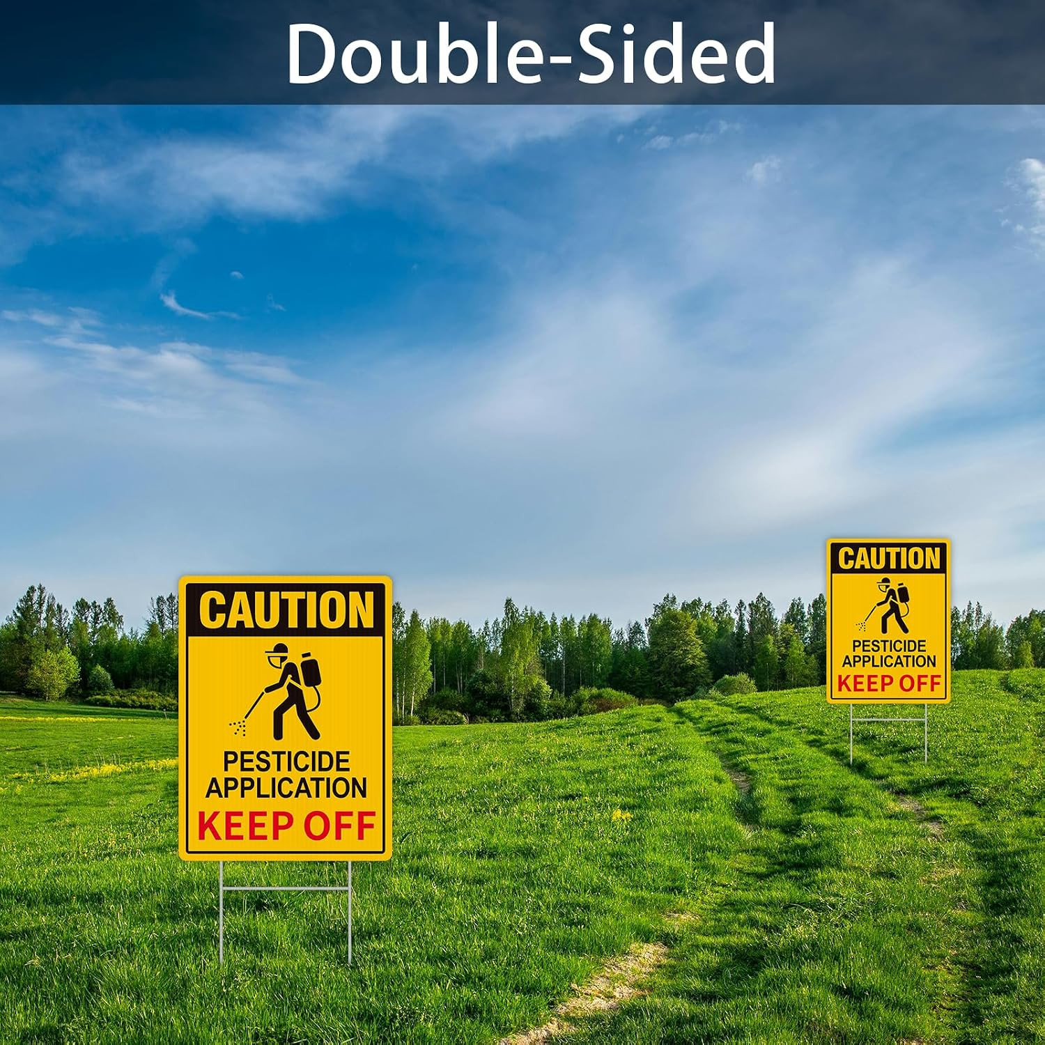 2 Pack Caution- Pesticide Application Sign Keep Off, Pesticide Signs for Lawn, P