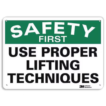 Lyle U7-1261-Na_14X10 Safety First Use Proper Lifting Techniques, 10 In X 14