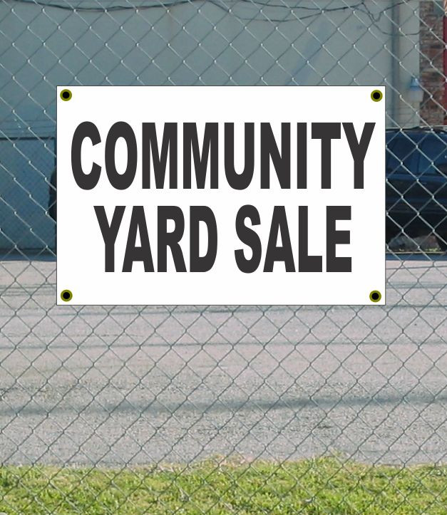 2×3 COMMUNITY YARD SALE Black & White Banner Sign Discount Size & Price