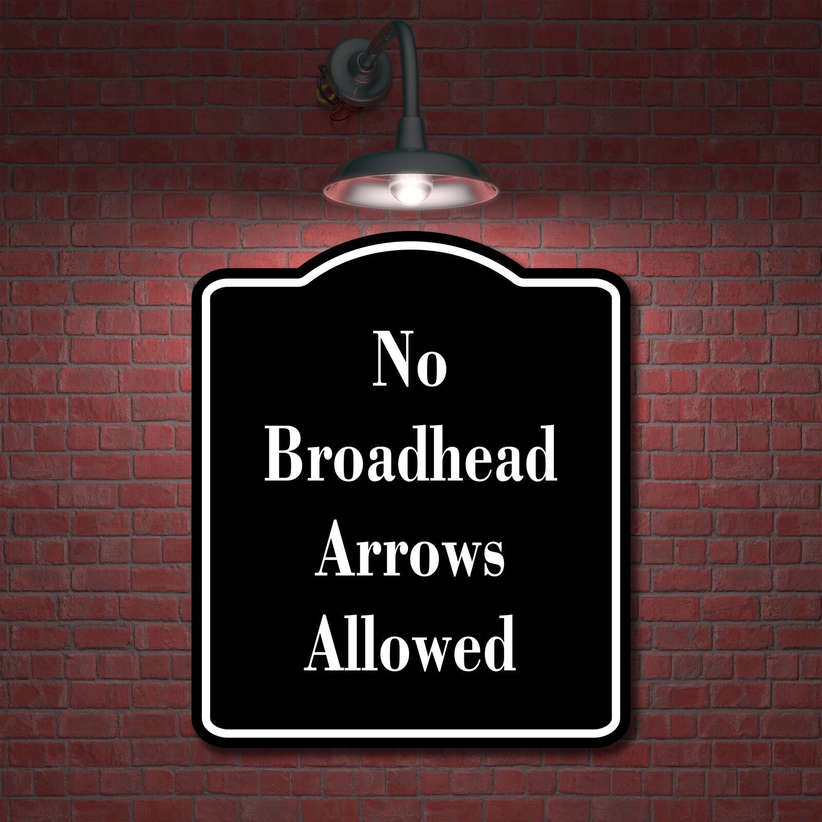 No Broadhead Arrows Allowed Gun Archery BLACK Aluminum Composite Sign