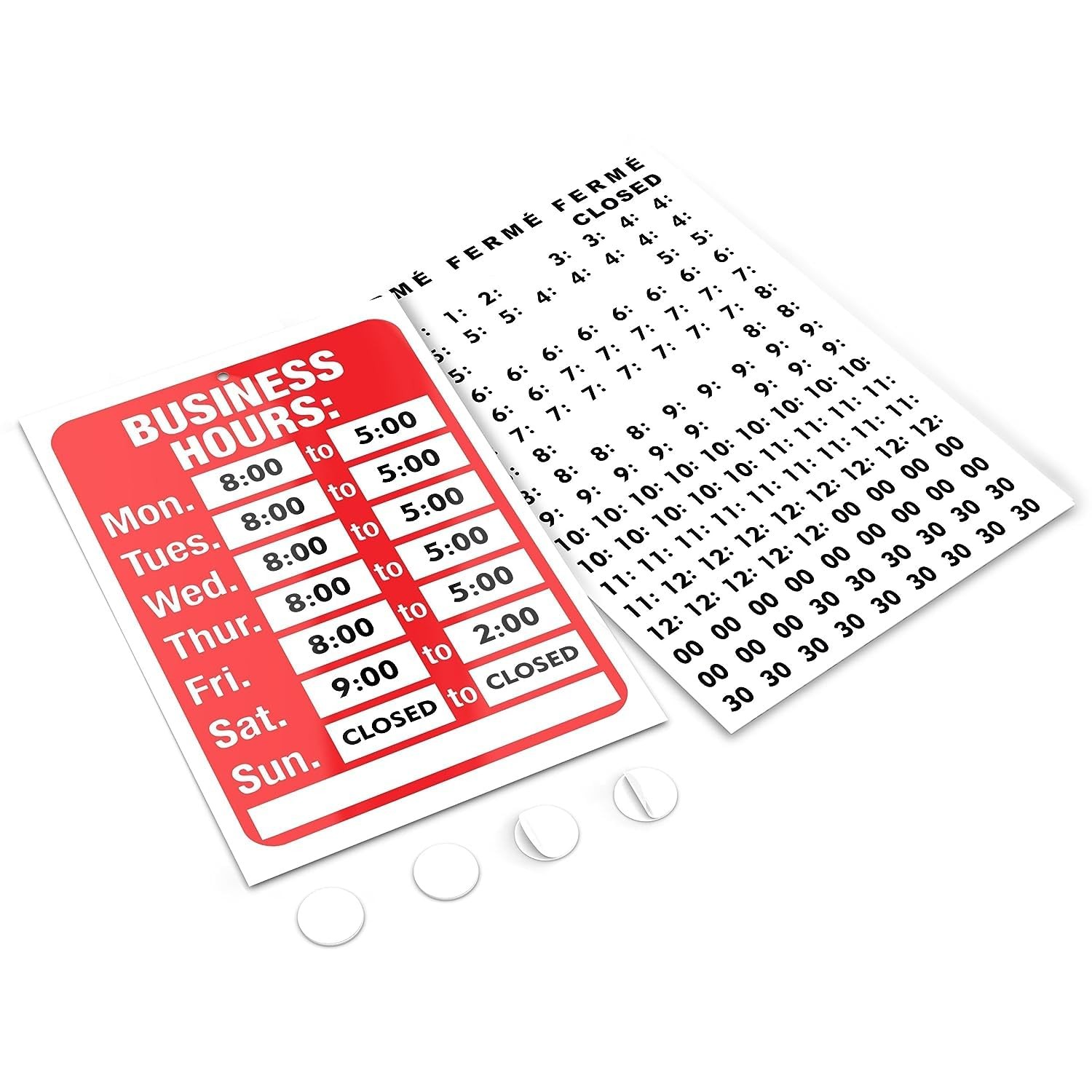 ASSURED SIGNS Business Hours Sign for 11.7 Inch by 7.7 Inch, Red and White