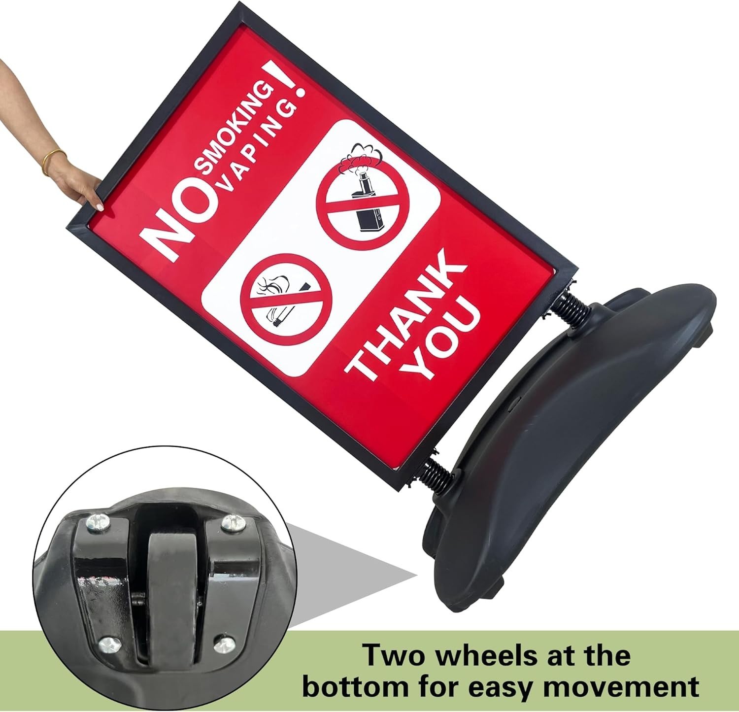 24&Prime;x36&Prime; Water Base Sidewalk Sign Holder with Wheels, Outdoor Poster Stand