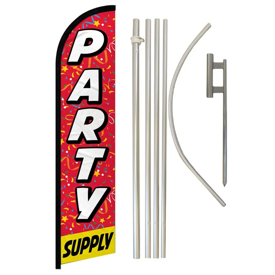 Party Supply Windless Advertising Banner Flag & Pole Kit
