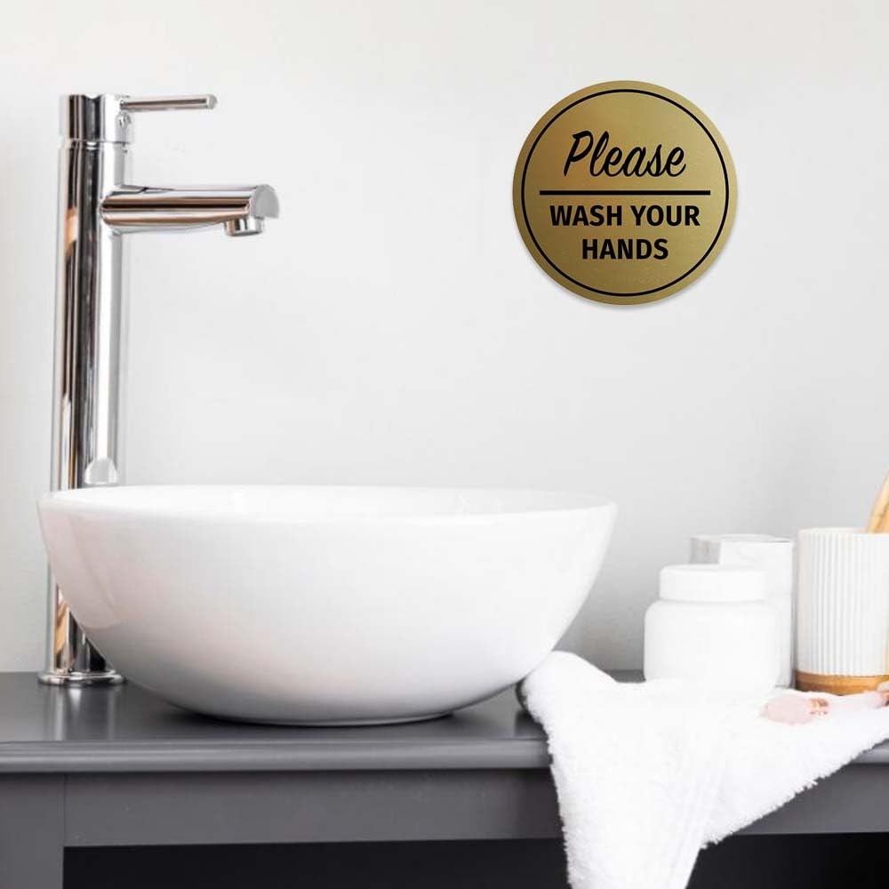 Circle Please Wash Your Hands Sign (Black) – Small 1 Pack