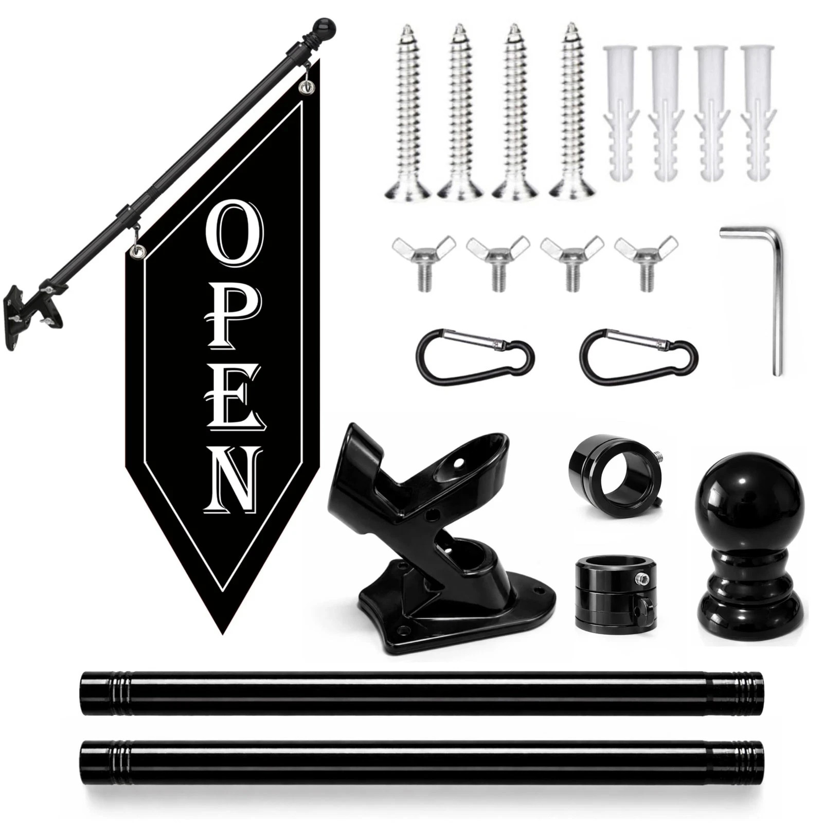 OPEN Flag with Pole Kit, DoubleSided Heavy Duty Hanging Banner Sign with Meta…