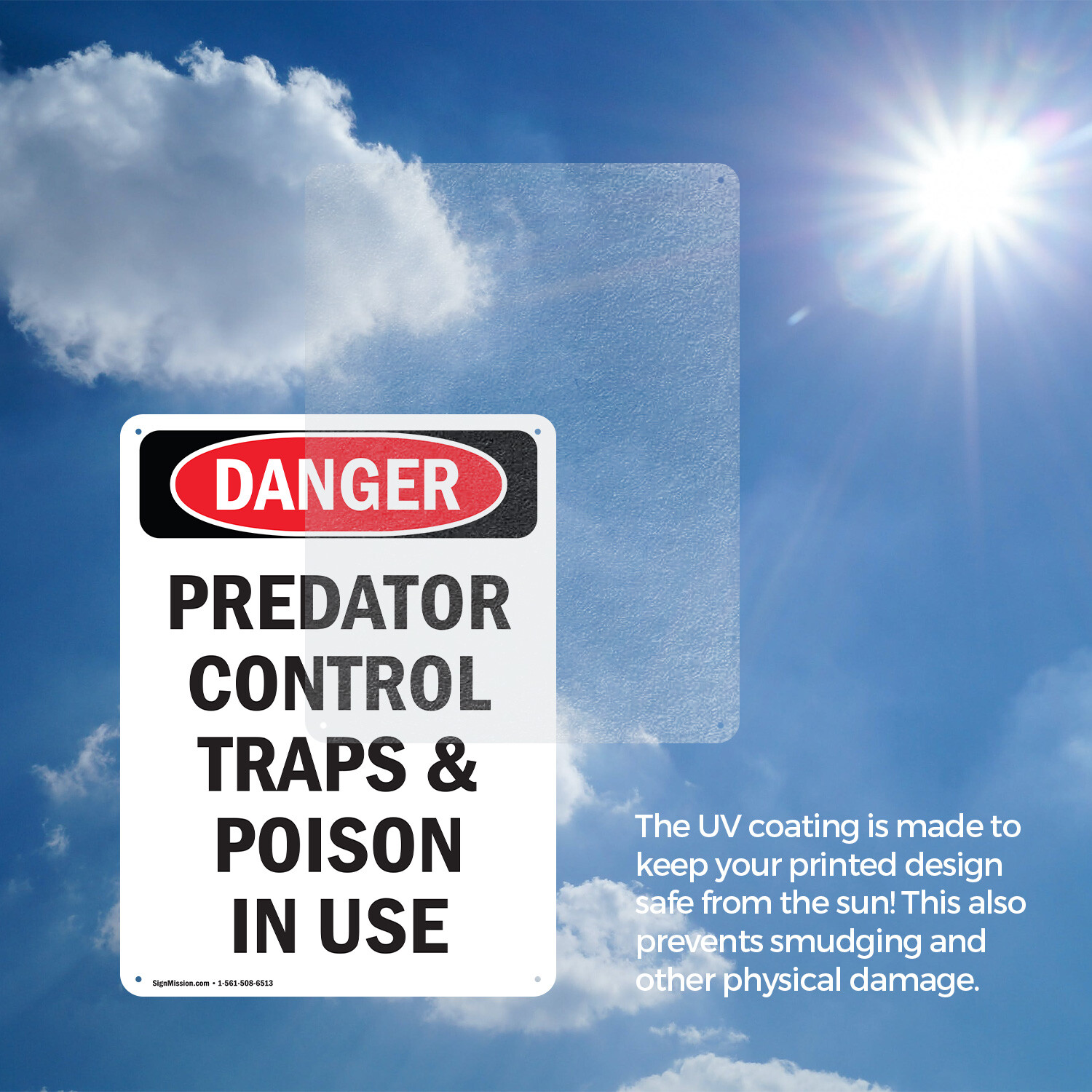 (2 Pack) Portrait Predator Control Traps OSHA Danger Sign Decal Metal Plastic