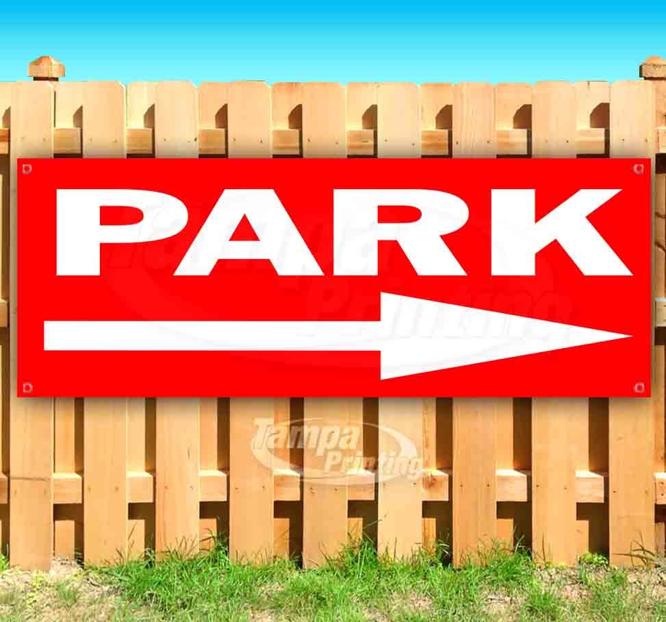 PARK RIGHT ARROW RED2 Advertising Vinyl Banner Flag Sign Many Sizes DIRECTIONAL