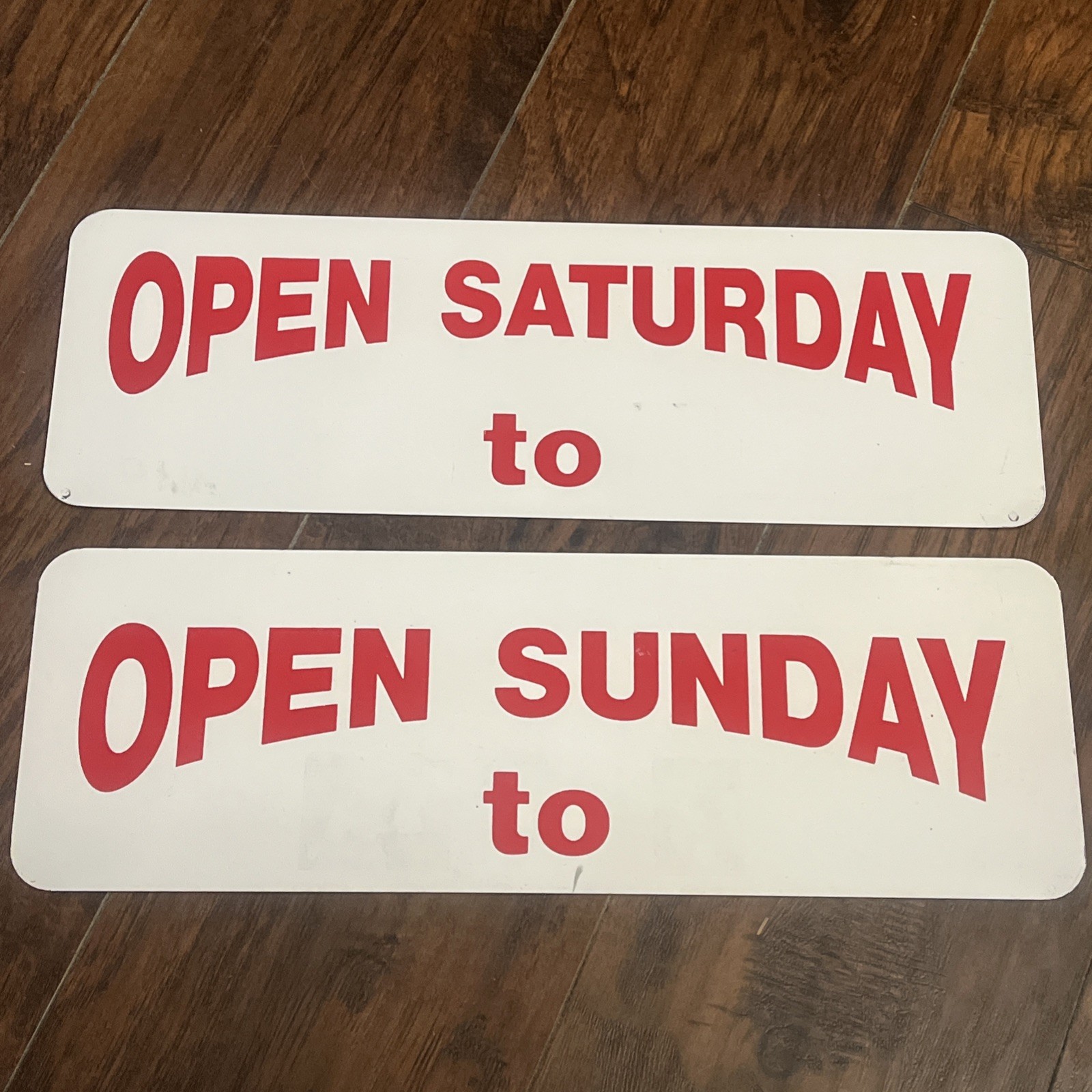 Open Saturday Sunday To 2 Metal Signs Real Estate Business 18×6 Inches Two Sided
