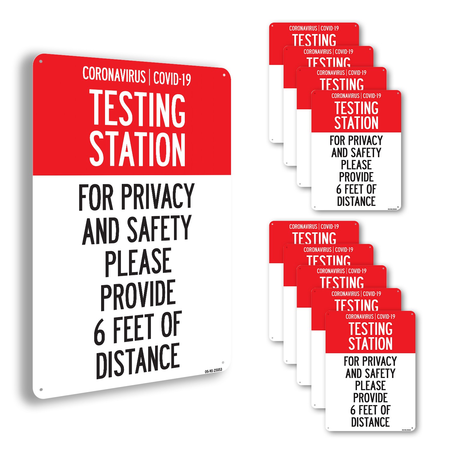 Testing Station Please Provide 6 Feet Of Distance Public Safety Sign 5/10 Pack