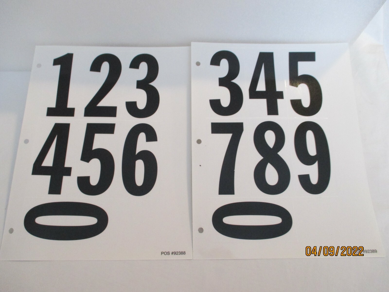 Vinyl 4&Prime; Black Numbers 4&Prime; 0 thru 9 Twelve TOTAL Sheets 84 Total Numbers