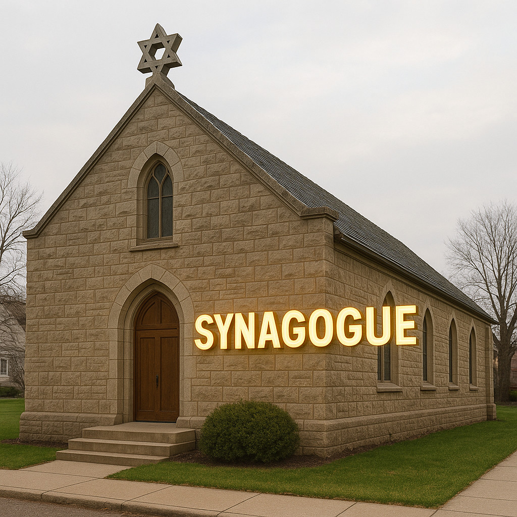 Jersey Synagogue LED Channel Letters – Custom Outdoor Storefront Sign ✡️