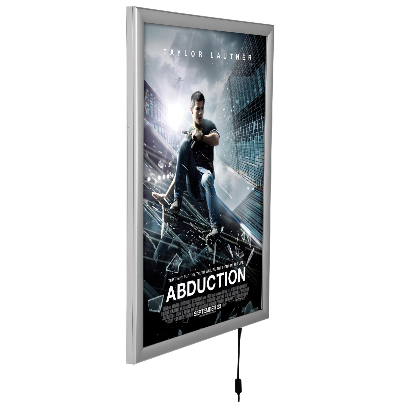 Smart LED Backlit Poster Frame 36×48&Prime; � Front Loading Silver Aluminum Anti-Glare