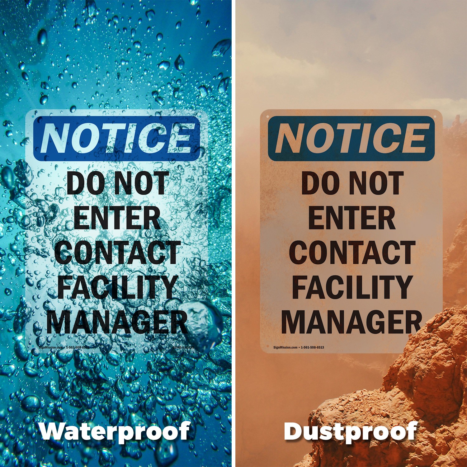 Do Not Enter Contact Facility Manager OSHA Notice Sign Or Decal – 5 or 10 Pack