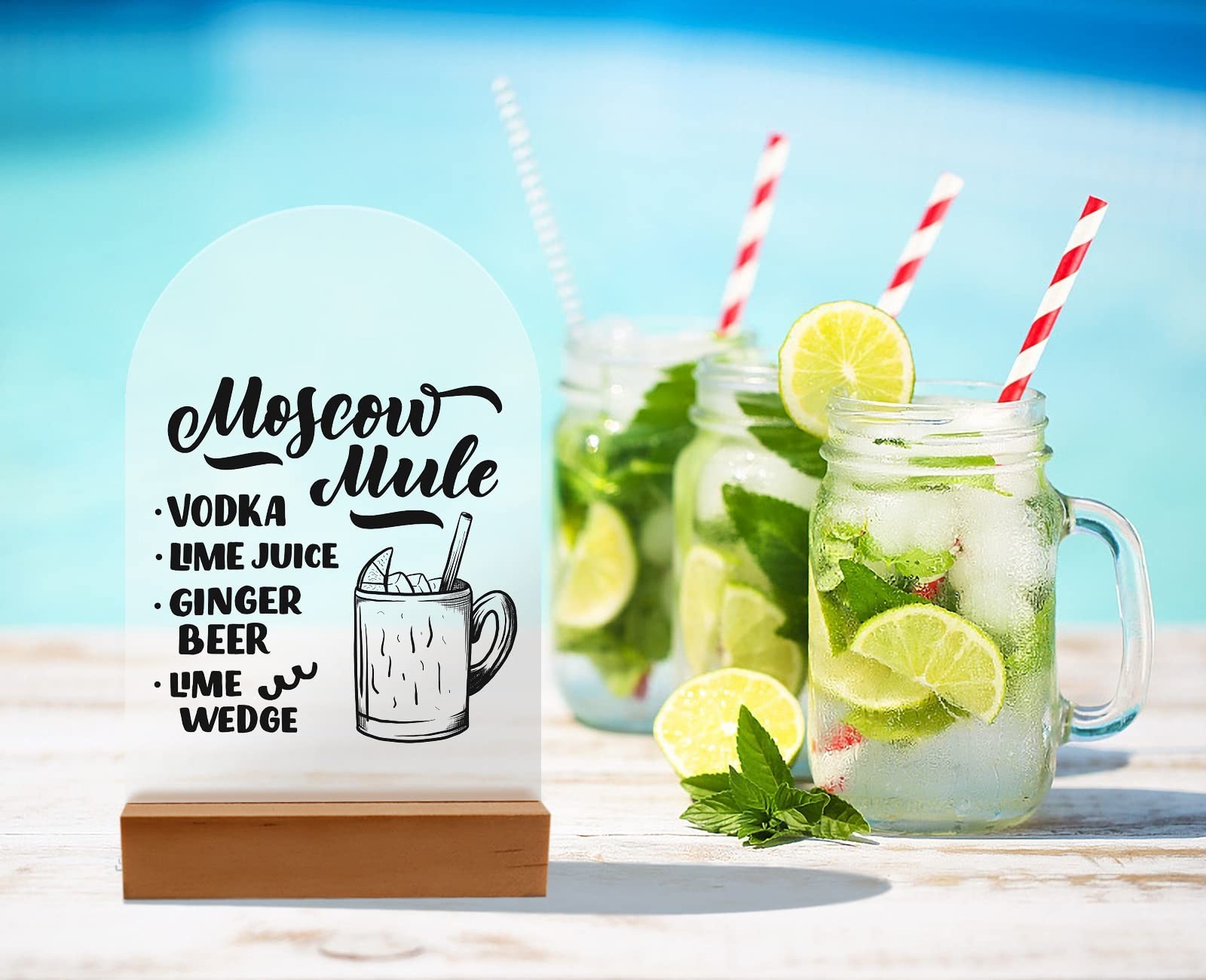 Frosted Blank Arch Acrylic Sign Wooden Stands 10 Pack DIY 4×6 Inch Table