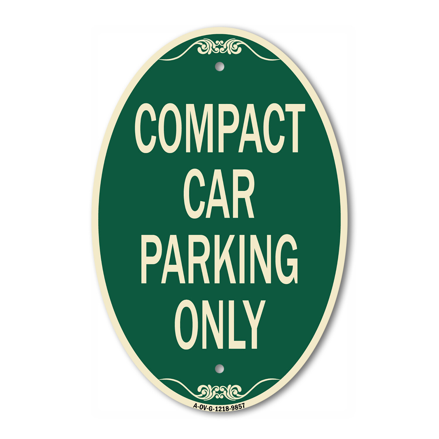Designer Series Oval – Compact Car Parking Only Green & Tan Heavy-Gauge Aluminum