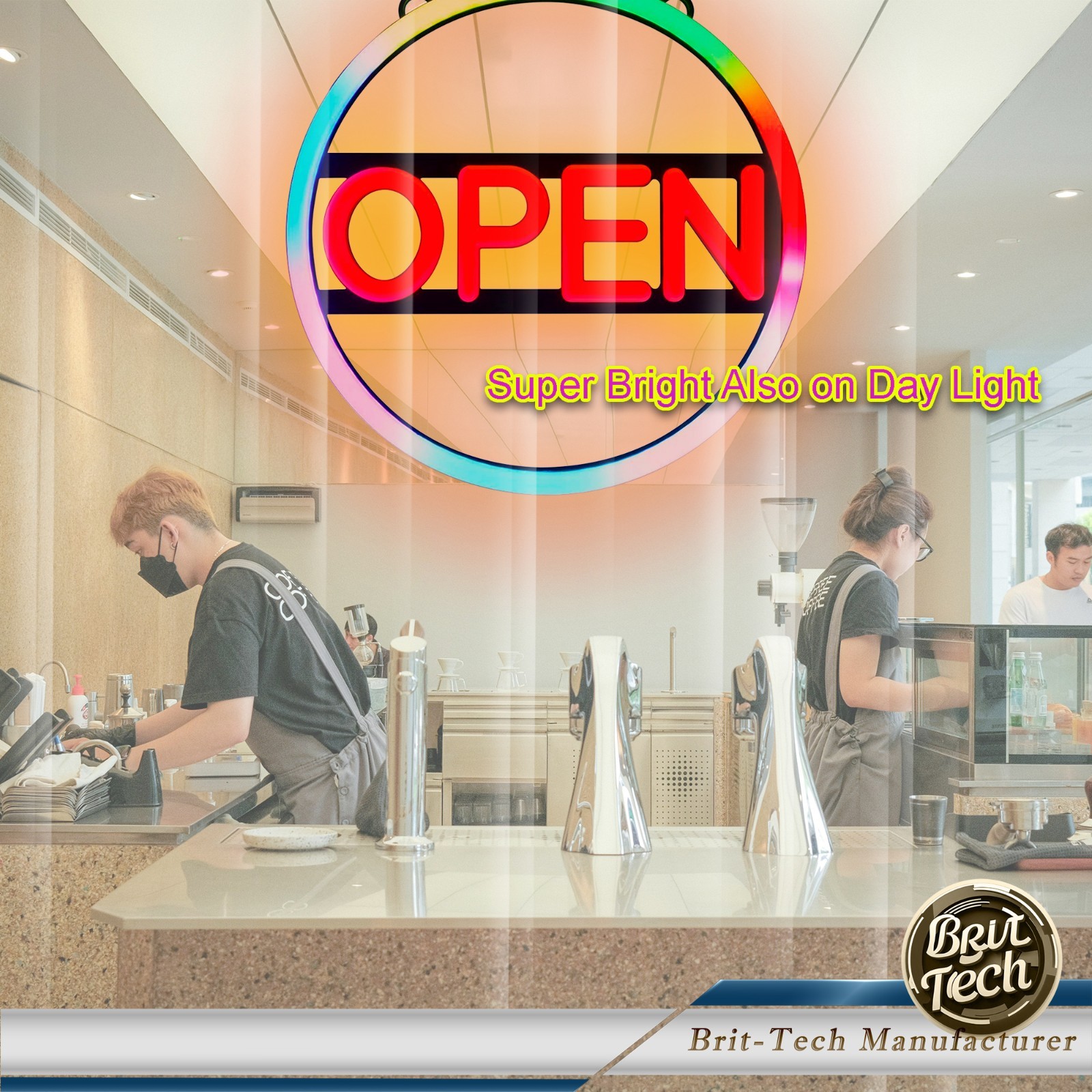 LED Open Sign 16&Prime; Large Neon Bright Light for Business Restaurant Bar Store Shop